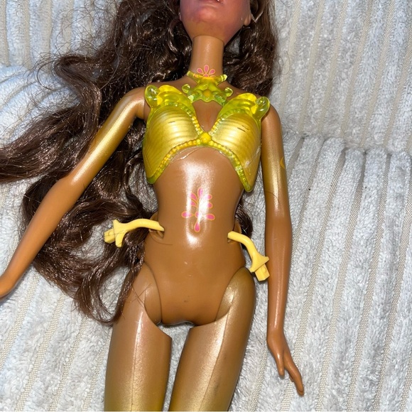 Barbie Fairytopia Wonder Fairy Asha Rooted Lashes Doll rare Black gold - Picture 3 of 6